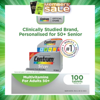 CENTRUM - Advanced Formula Silver Multivitamin & Multineral Tablets for Adults 50+ (Complete from A to Zinc) 100s (Expiry: Mar`2027)