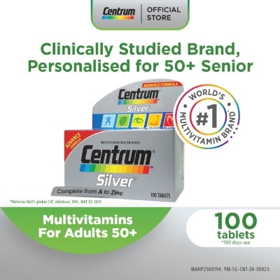CENTRUM Advanced Formula Silver Multivitamin & Multineral Tablets for Adults 50+ (Complete from A to Zinc) 100s