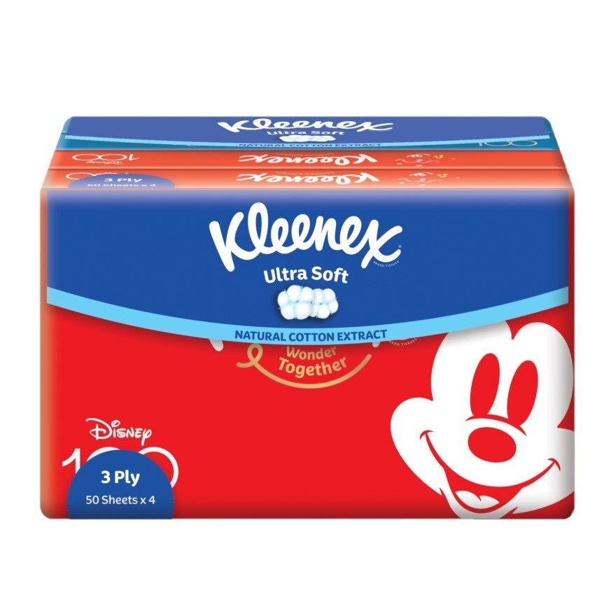 Limted Edition Disney 100 3ply Ultra Soft Facial Tissue Soft Pack 50s x 4 Packs (per pack)