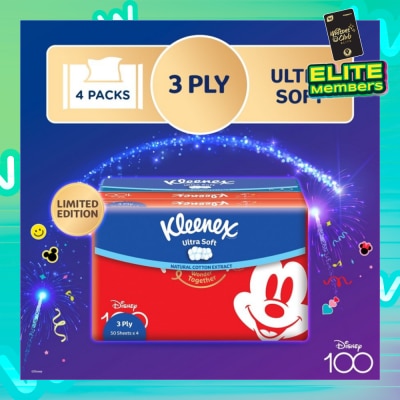 KLEENEX Limted Edition Disney 100 3ply Ultra Soft Facial Tissue Soft Pack 50s x 4 Packs (per pack)