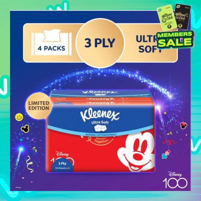 KLEENEX Limted Edition Disney 100 3ply Ultra Soft Facial Tissue Soft Pack 50s x 4 Packs (per pack)