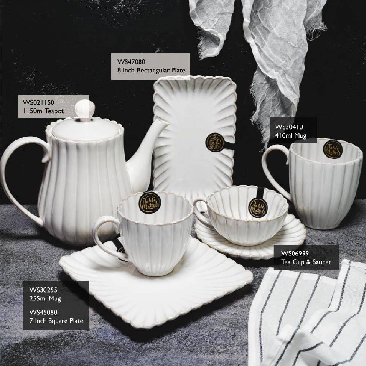 WS30225 White Scallop 225ml Mug