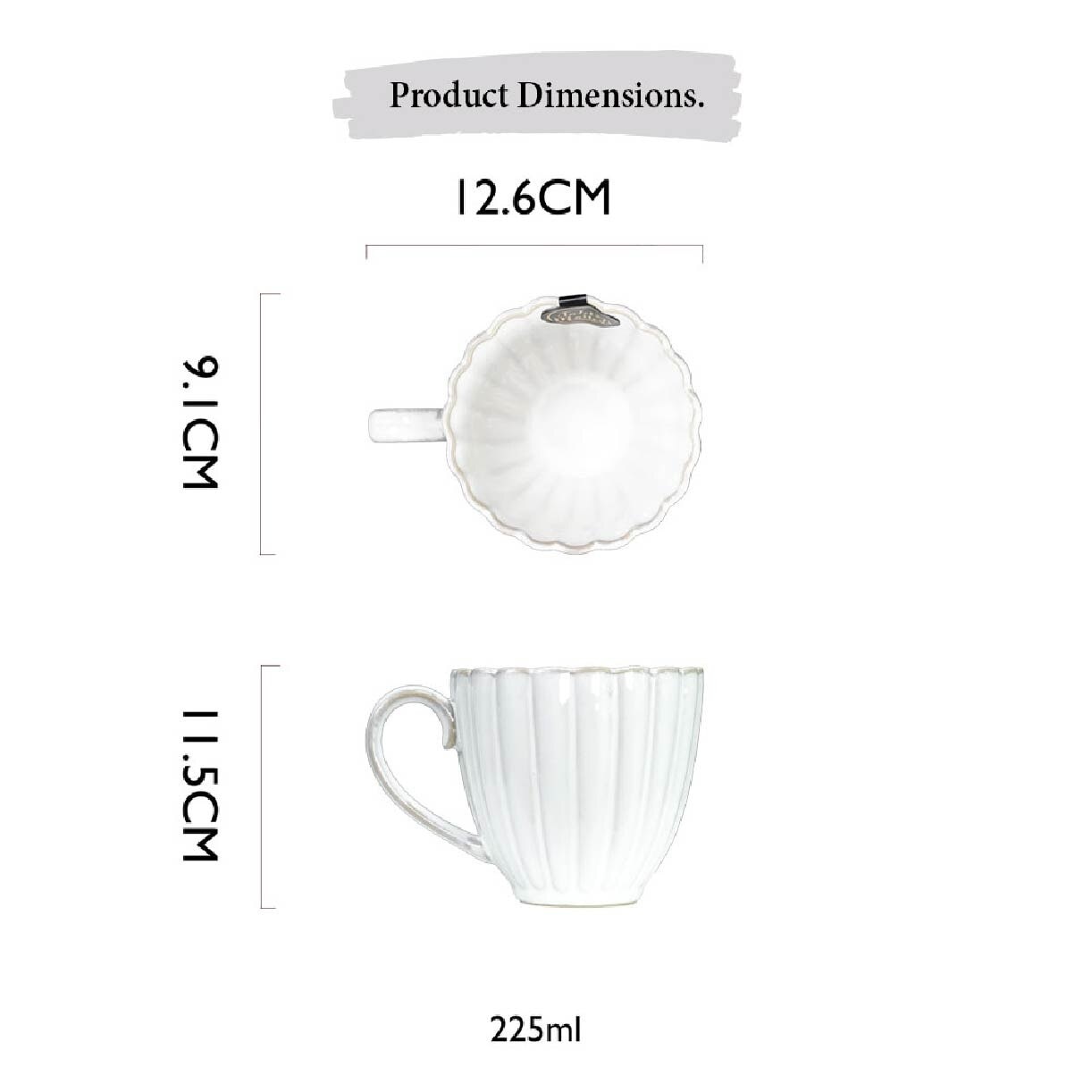 WS30225 White Scallop 225ml Mug