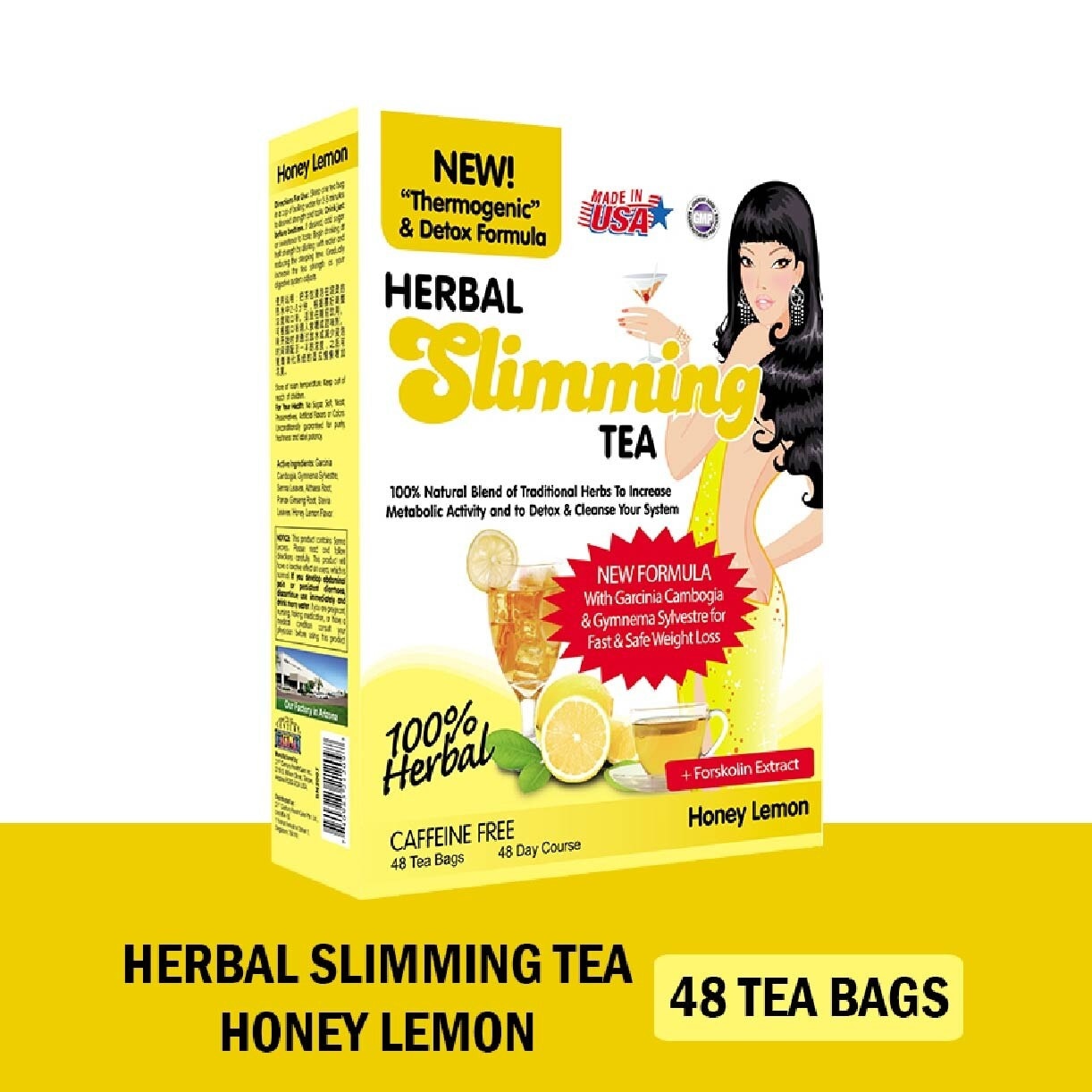 100% Herbal Slimming Caffine Free Tea Honey Lemon Tea Bags (Increase Metabolic Activity) 2g x 24s