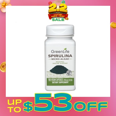 GREENLIFE Spriulina Micro-Algae Seasonal Immune Support Vegan Capsule 760mg (Good Source of Vitamins Minerals & Essential Fatty Acids) 100s