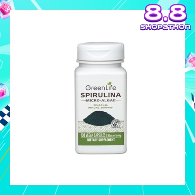 GREENLIFE Spriulina Micro-Algae Seasonal Immune Support Vegan Capsule 760mg (Good Source of Vitamins Minerals & Essential Fatty Acids) 100s