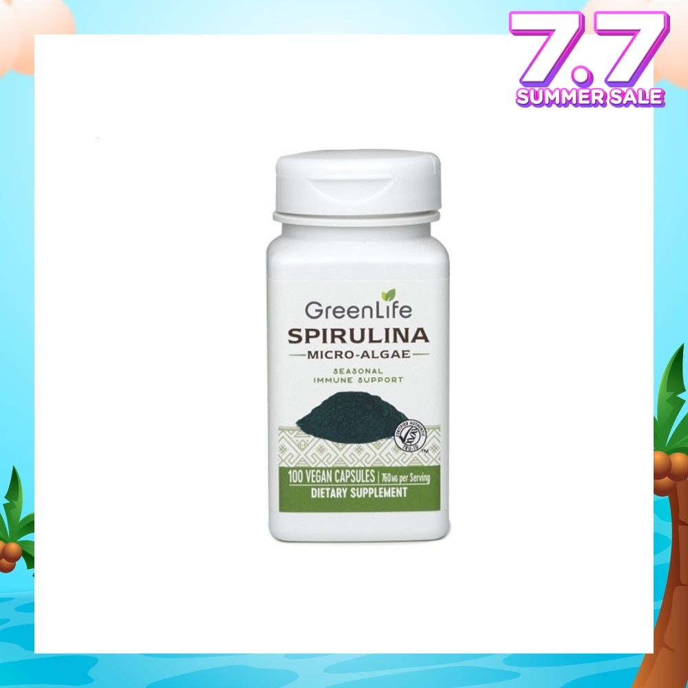 Spriulina Micro-Algae Seasonal Immune Support Vegan Capsule 760mg (Good Source of Vitamins Minerals & Essential Fatty Acids) 100s