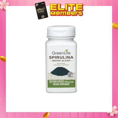 GREENLIFE Spriulina Micro-Algae Seasonal Immune Support Vegan Capsule 760mg (Good Source of Vitamins Minerals & Essential Fatty Acids) 100s
