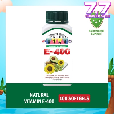 21ST CENTURY E-400 Natural Vitamin E Antioxidants For Protection Softgels (Maintain Healthy Circulation) 100s
