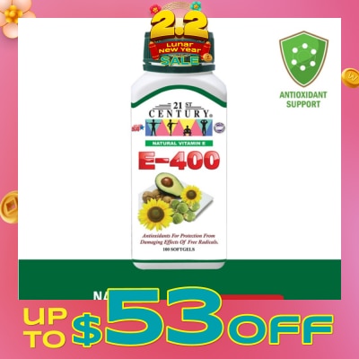 21ST CENTURY E-400 Natural Vitamin E Antioxidants For Protection Softgels (Maintain Healthy Circulation) 100s
