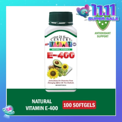 21ST CENTURY E-400 Natural Vitamin E Antioxidants For Protection Softgels (Maintain Healthy Circulation) 100s