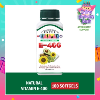 21ST CENTURY E-400 Natural Vitamin E Antioxidants For Protection Softgels (Maintain Healthy Circulation) 100s