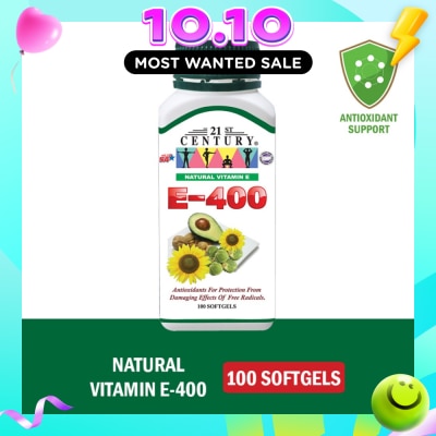 21ST CENTURY E 400 Natural Vitamin E Antioxidants For Protection Softgels (Maintain Healthy Circulation) 100s image