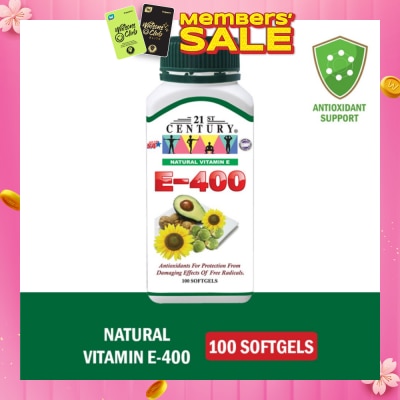 21ST CENTURY E-400 Natural Vitamin E Antioxidants For Protection Softgels (Maintain Healthy Circulation) 100s