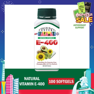 21ST CENTURY E-400 Natural Vitamin E Antioxidants For Protection Softgels (Maintain Healthy Circulation) 100s