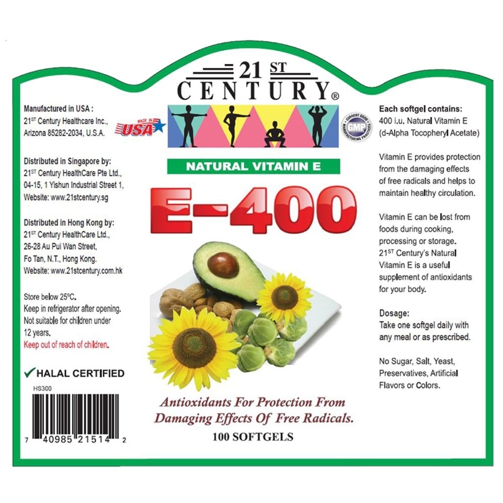 E-400 Natural Vitamin E Antioxidants For Protection Softgels (Maintain Healthy Circulation) 100s