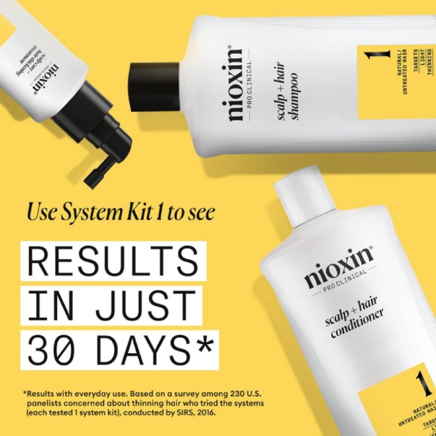 System 1 Scalp + Hair Kit consists Shampoo 150ml + Conditioner 150ml + Treatment 50ml