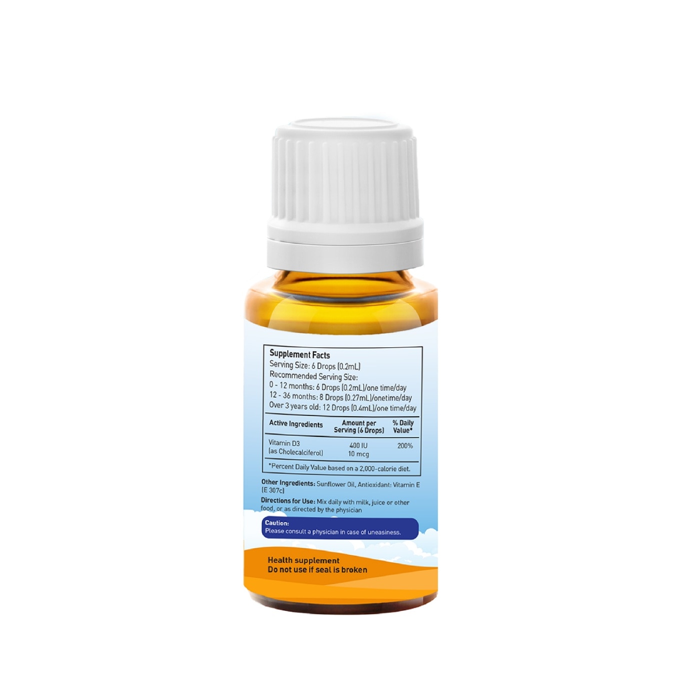 Kids Vitamin D3 Liquid Drops 30 Day Supply 15ml