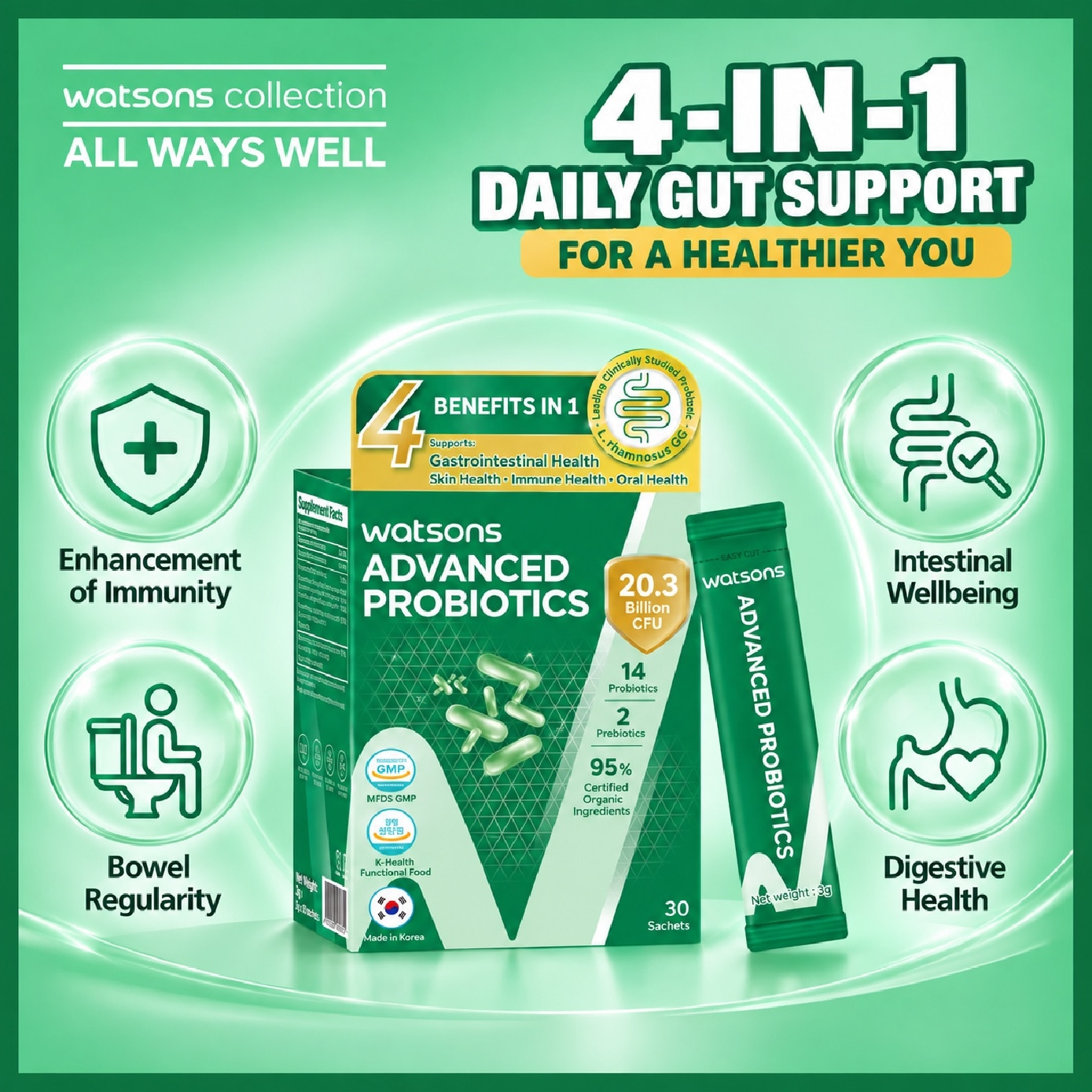 Advanced Probiotics + Prebiotics Sachet 3g x 30s image
