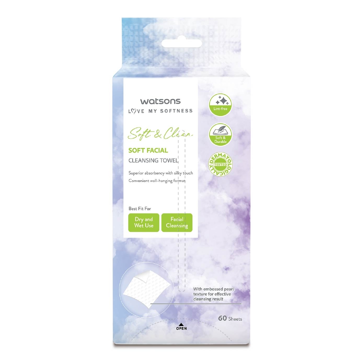 Soft & Clean Wall Hanging Facial Cleansing Towel 60s x 12 (Per Carton)