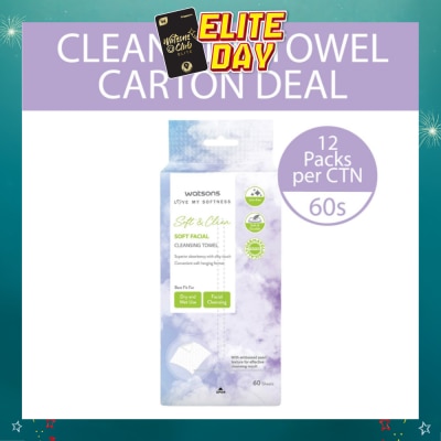 WATSONS - Soft & Clean Wall Hanging Facial Cleansing Towel 60s x 12 (Per Carton)