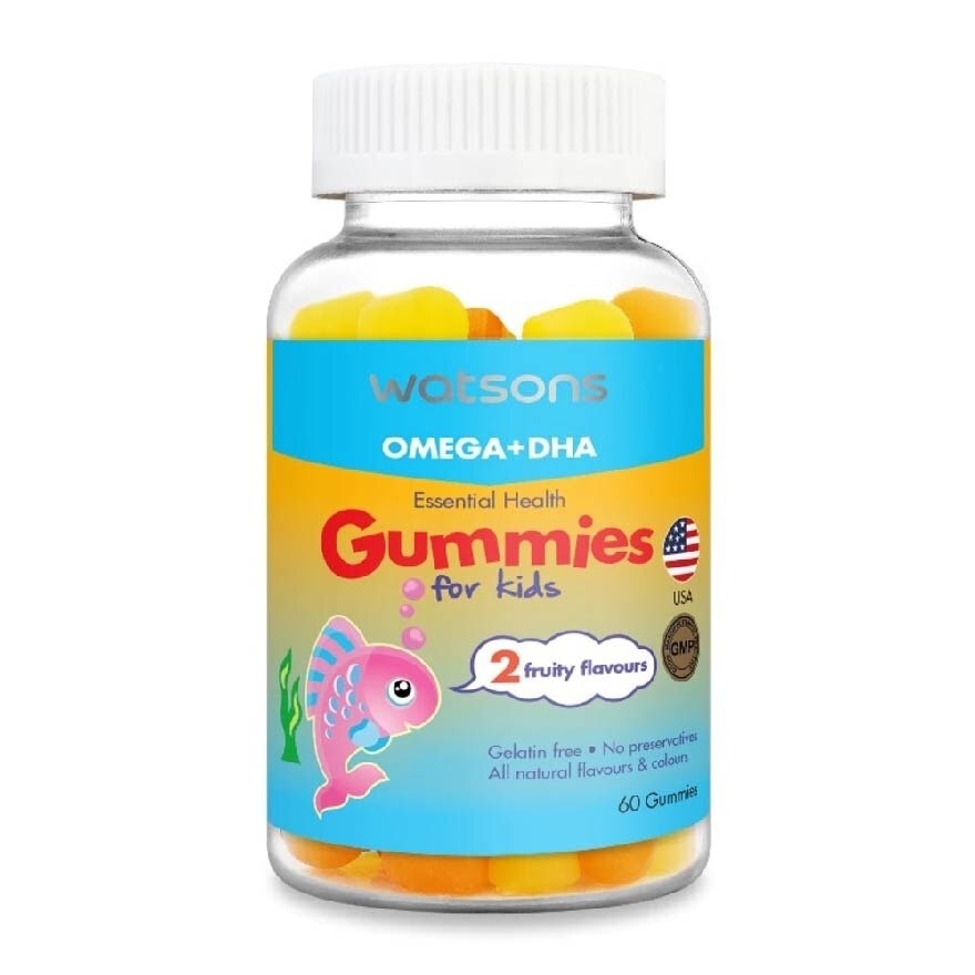 Omega + DHA Essential Health Kids Gummies Gelatin Free 2 Fruity Flavours 60s