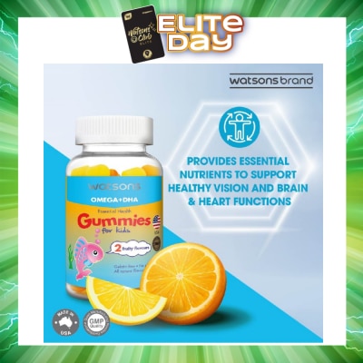 WATSONS - Omega + DHA Essential Health Kids Gummies Gelatin Free 2 Fruity Flavours 60s