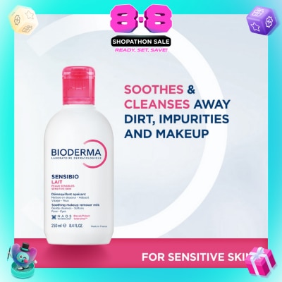 BIODERMA - Sensibio Lait Soothing Cleansing Milk (Facial Non-Rinse Cleanser for Sensitive Skin)  250ml