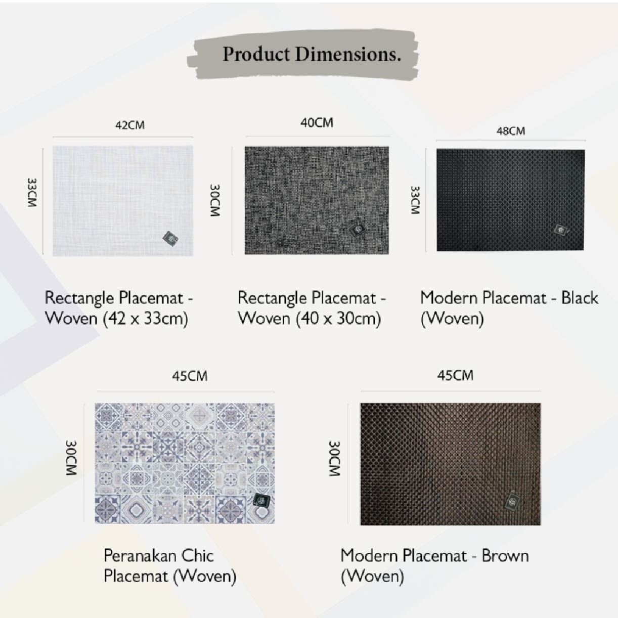Rectangle Placemat PMSW116 Woven (Set of 2) 1s