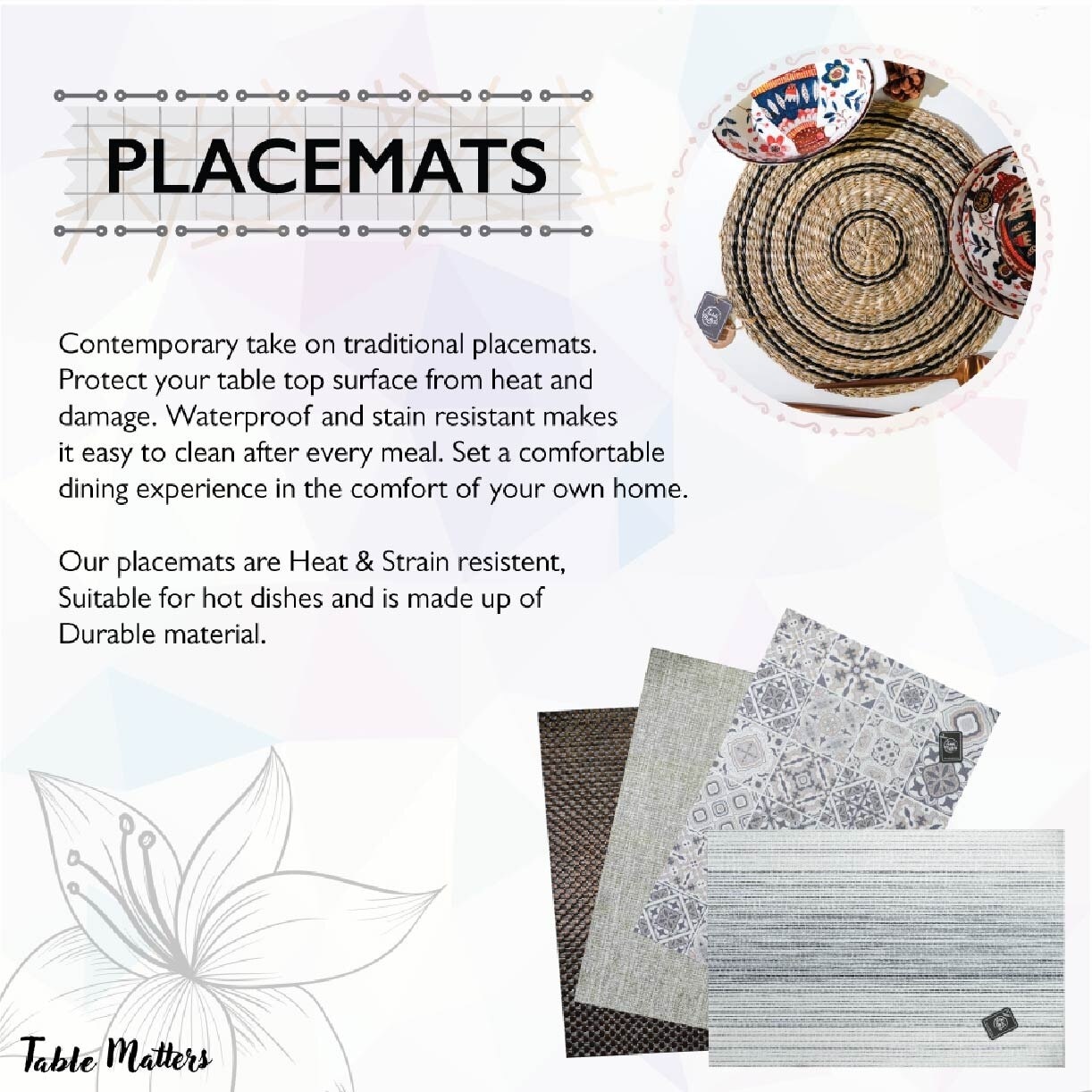 Rectangle Placemat PMSW111 Woven (Set of 2) 1s