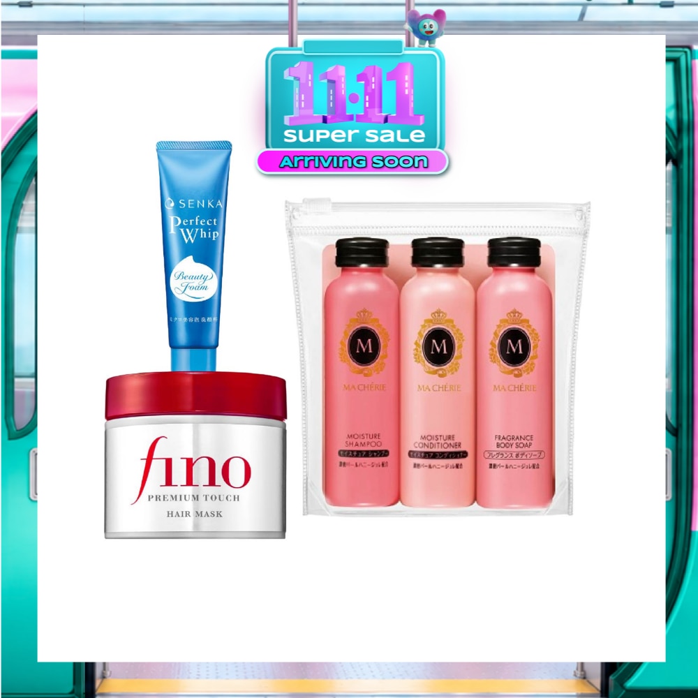 Moisture Travel + Senka Facial Cleanser + Fino Hair Mask Bundle Set 1s image
