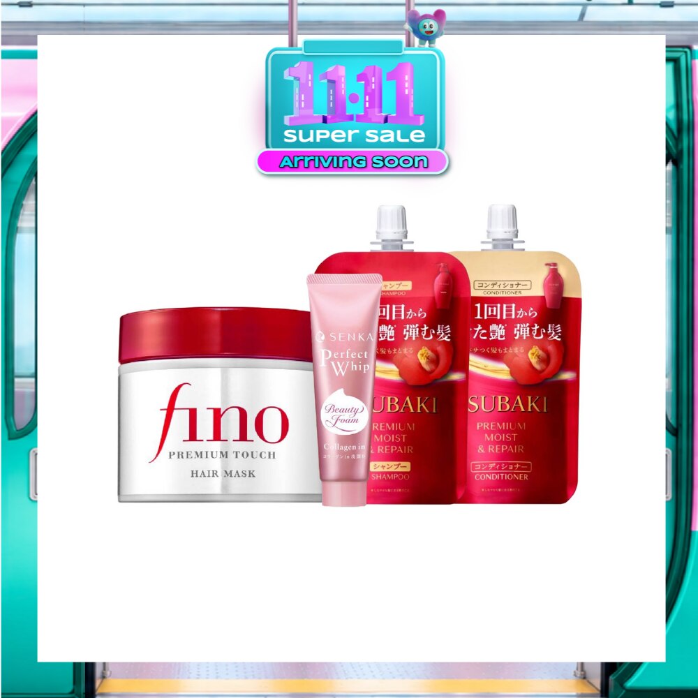 Premium Moist Shampoo & Conditioner + Senka Facial Cleanser + Fino Hair Mask Bundle Set 1s image