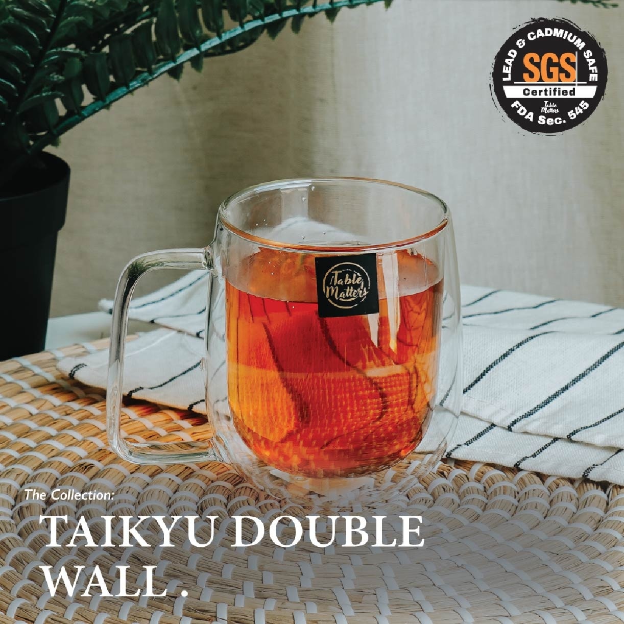 TAIKYU Double Wall Coffee Glass CGDW33450 (High Quality And Lead-Free Glass) 450ml