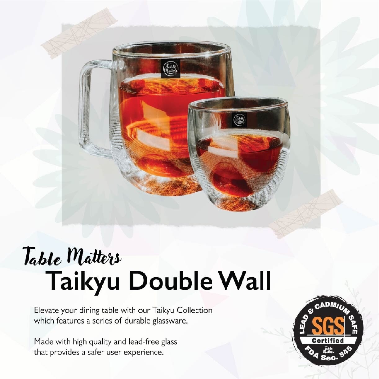 TAIKYU Double Wall Coffee Glass CGDW33450 (High Quality And Lead-Free Glass) 450ml
