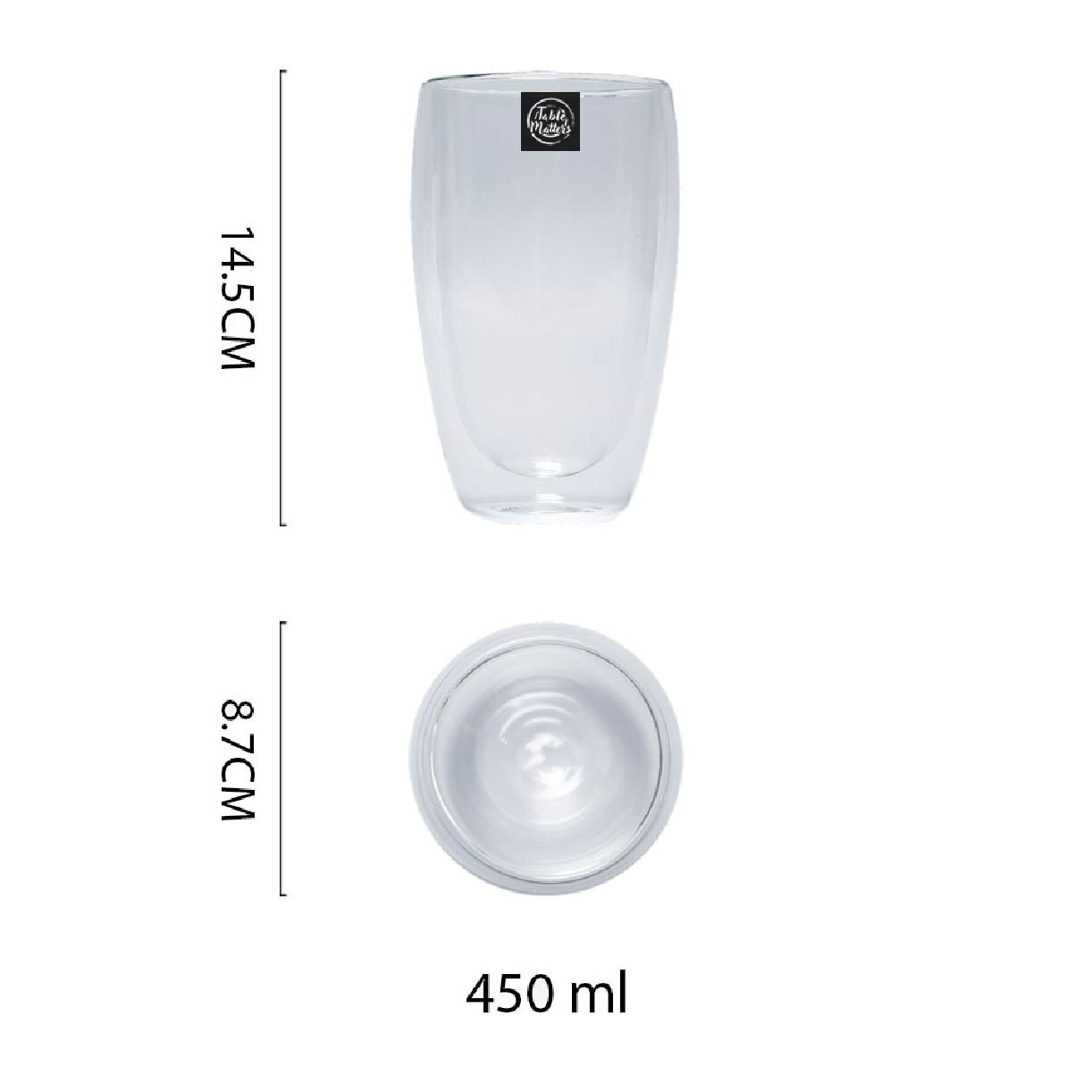 TAIKYU Double Wall Coffee Glass CGDW33450 (High Quality And Lead-Free Glass) 450ml