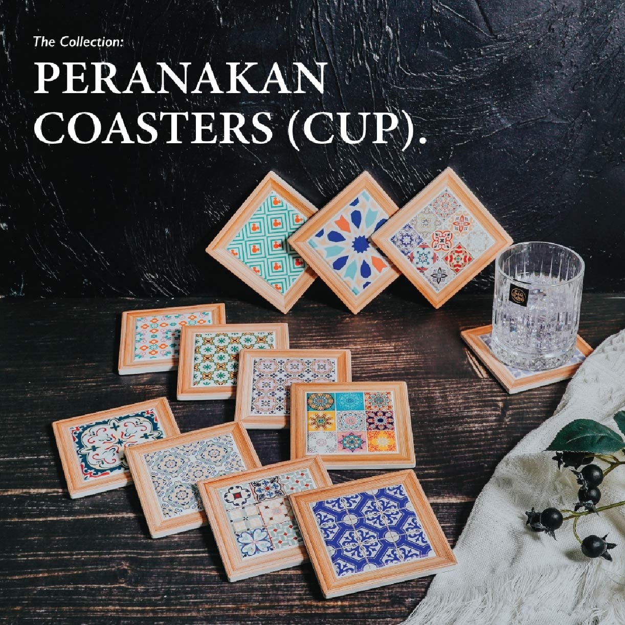 Peranakan Cup Coaster PC61040A - A (Set of 2) 1s