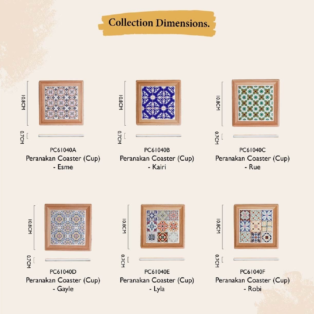 Peranakan Cup Coaster PC61040A - A (Set of 2) 1s