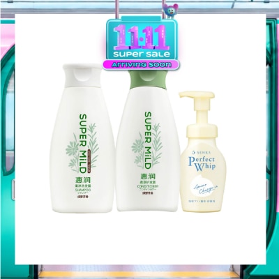 SUPER MILD Green Meadow Fragrance Shampoo + Conditioner & Senka Foam Cleanser Bundle Set 1s image