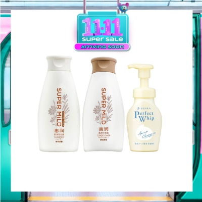 SUPER MILD Fresh Floral Fragrance Shampoo + Conditioner & Senka Foam Cleanser Bundle Set 1s image