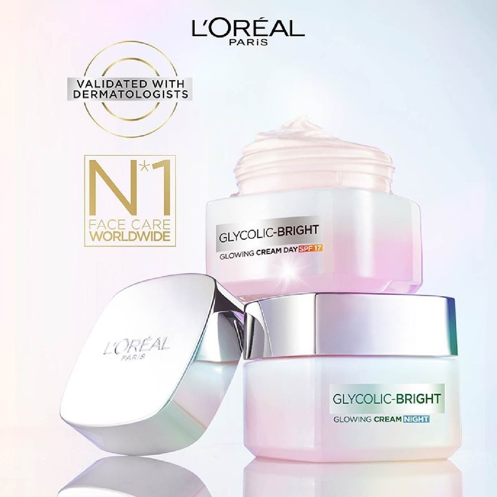 L'oreal Paris Glycolic Bright Glowing Day Cream 50ml (Contains brightening Glycolic Acid)