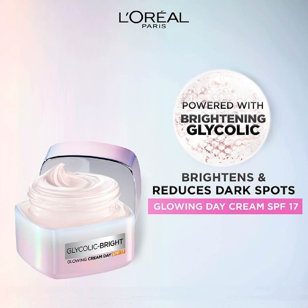 L'oreal Paris Glycolic Bright Glowing Day Cream 50ml (Contains brightening Glycolic Acid)