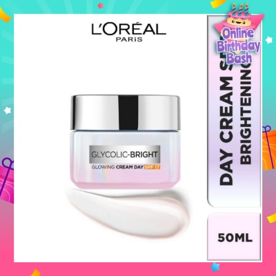 L'OREAL PARIS SKINCARE L'oreal Paris Glycolic Bright Glowing Day Cream 50ml (Contains brightening Glycolic Acid)