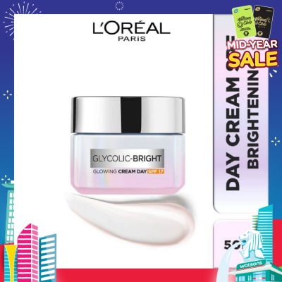 L'OREAL PARIS SKINCARE L'oreal Paris Glycolic Bright Glowing Day Cream 50ml (Contains brightening Glycolic Acid)
