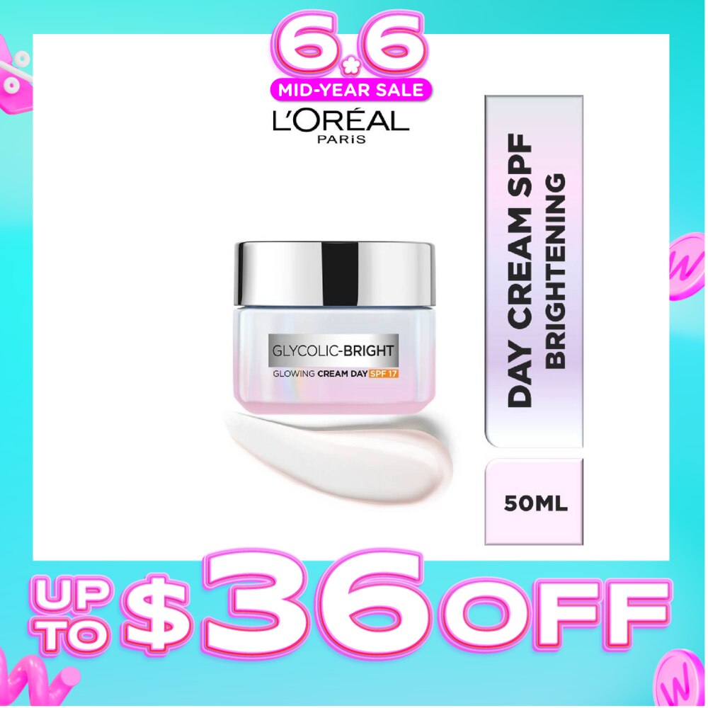 L'oreal Paris Glycolic Bright Glowing Day Cream 50ml (Contains brightening Glycolic Acid)