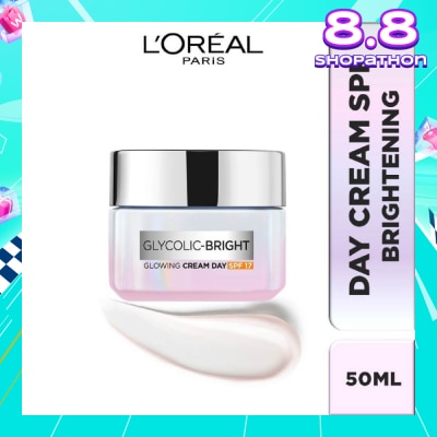 L'OREAL PARIS SKINCARE L'oreal Paris Glycolic Bright Glowing Day Cream 50ml (Contains brightening Glycolic Acid)