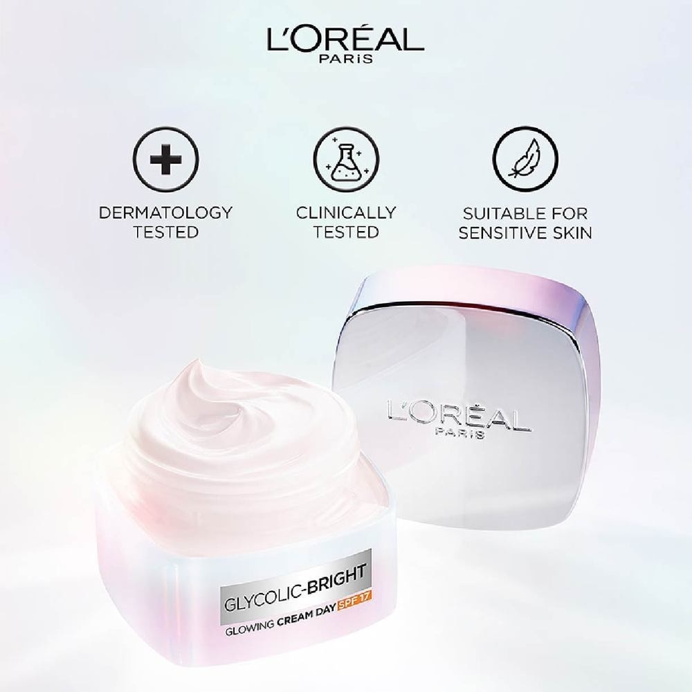 L'oreal Paris Glycolic Bright Glowing Day Cream 50ml (Contains brightening Glycolic Acid)