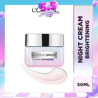 L'OREAL PARIS SKINCARE - L'oreal Paris Glycolic Bright Glowing Night Cream 50ml (Contains brightening Glycolic Acid)