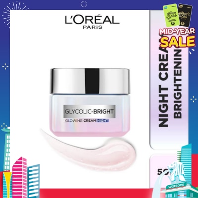 L'OREAL PARIS SKINCARE L'oreal Paris Glycolic Bright Glowing Night Cream 50ml (Contains brightening Glycolic Acid)