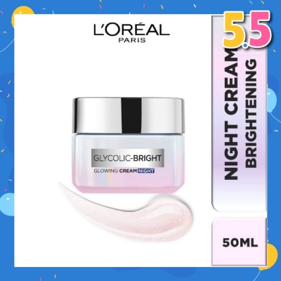 L'OREAL PARIS SKINCARE L'oreal Paris Glycolic Bright Glowing Night Cream 50ml (Contains brightening Glycolic Acid)