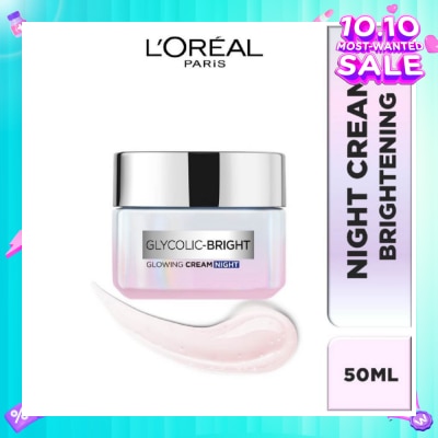 L'OREAL PARIS SKINCARE L'oreal Paris Glycolic Bright Glowing Night Cream 50ml (Contains brightening Glycolic Acid)